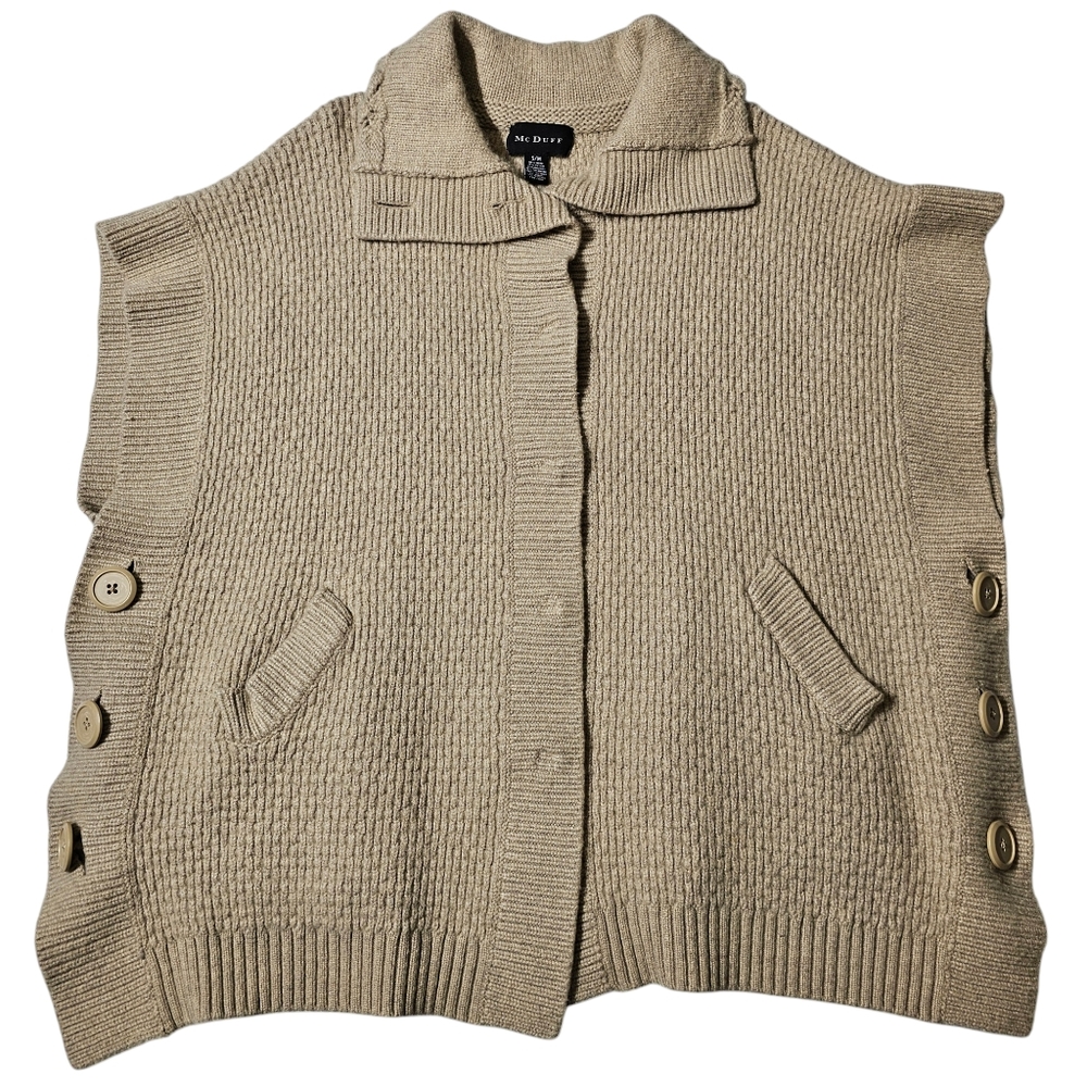 Mcduff Sweater Vest Womens Small/Medium Button Side Wool Cashmere Blend